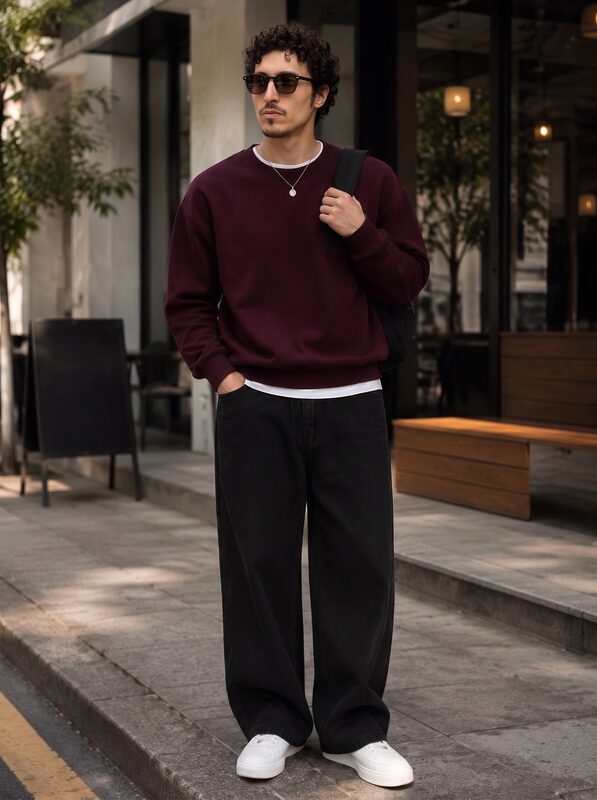 Burgundy Café Walk VIBEFLIRTING style example
